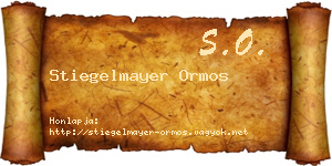 Stiegelmayer Ormos névjegykártya